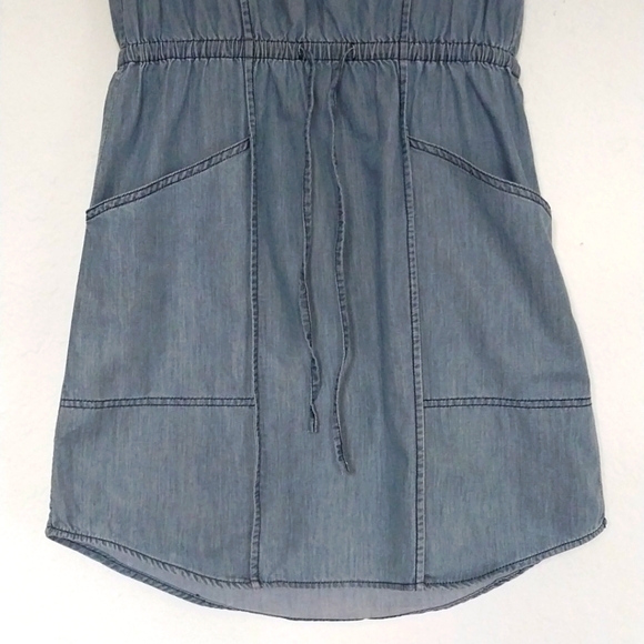 TOMMY BAHAMA Blue Jean Shirt Dress Dep Pockets Drawstring Waist Size Small - Picture 15 of 15